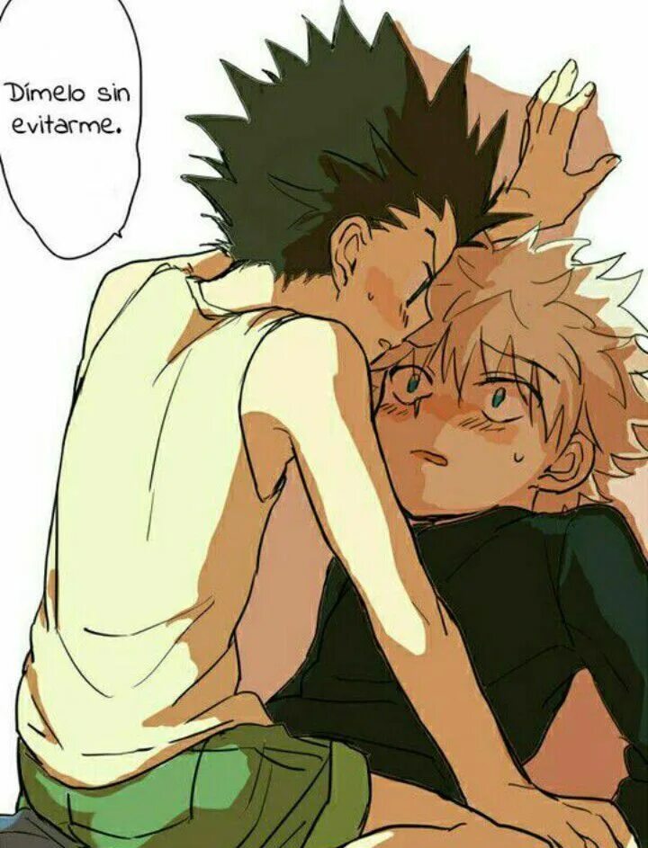 Манга яой хантер хантер. Гон и Киллуа 18. Gon x Killua. Киллуа и Гон поцелуй. Гон и Киллуа 18 фанфики.