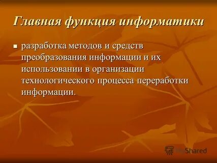 Основные функции информатики