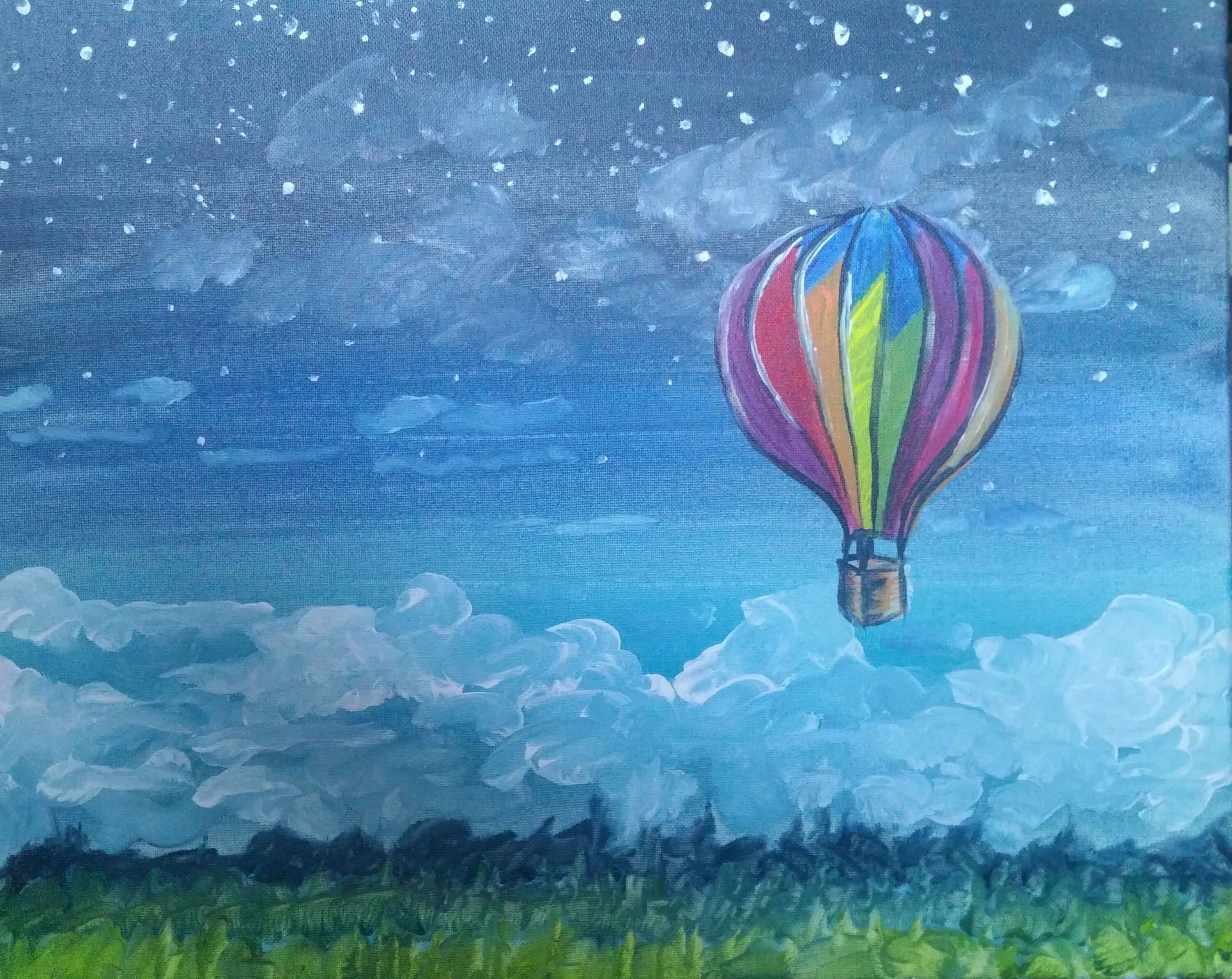 Рисуем воздушными шарами. Шар воздушный с рисунком. Воздушный шар в небе живопись. Картина с воздушными шарами. Пейзаж с воздушными шарами гуашью.