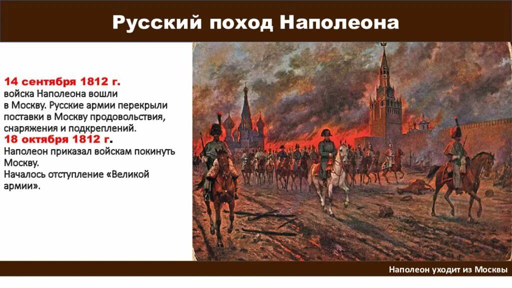 Оставление Москвы 1812 русскими войсками. Оставление Москвы 1812. Наполеон входит в Москву. Наполеон уходит из Москвы.