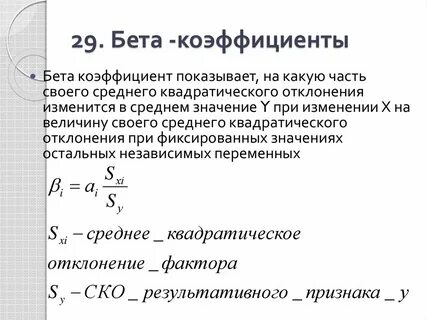 Бета коэффициент рыночного портфеля