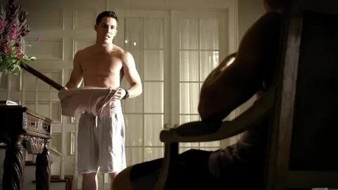 Michael Trevino shirtless with Taylor Kinney in The Vampire Diaries 2-02 &q...