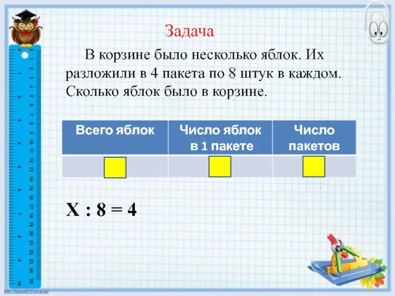 Сколько кг яблок в пакете. Задача на разложить по. Задачи на сколько. Решение задачи яблоки в корзине. Задачи по 3 штуки.