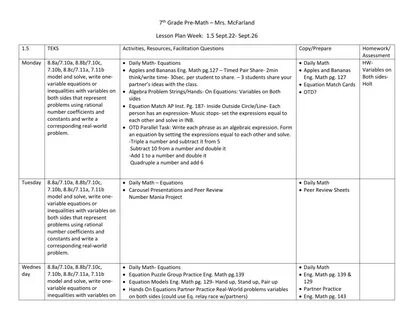 Lesson plan 8 grade