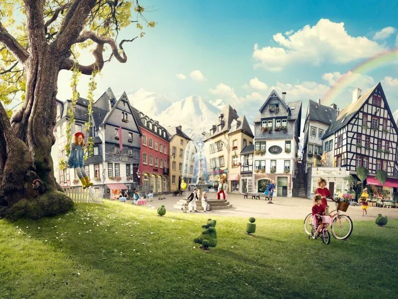 Незнайка в цветочном городе иллюстрации. Сказочный город. Сказочный домик иллюстрация. Веселий город. Веселый город.