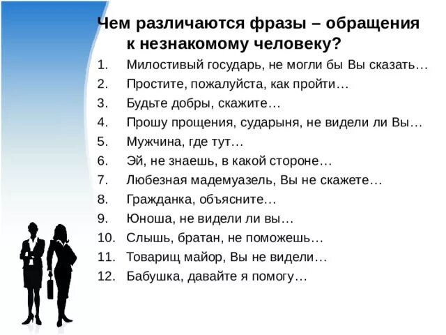 Правила использования обращений по имени отчеству