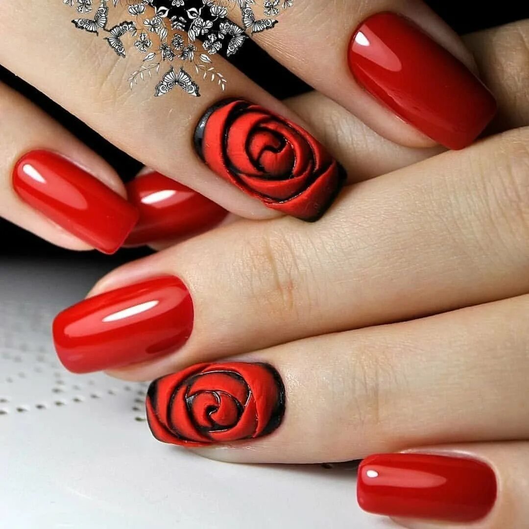 Дизайн ногтей розы. Красные ногти. Дизайн ногтей красный. Маникюр с красным цветом. Красные ногти с розами.