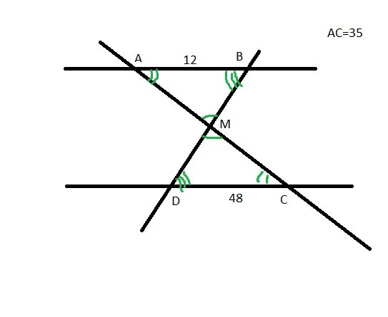Отрезки лежат на параллельных прямых. Отрезки ab и DC лежат на параллельных. Отрезки лежащие на пересекающихся прямых. Прямые ab параллельны AC пересекаются.