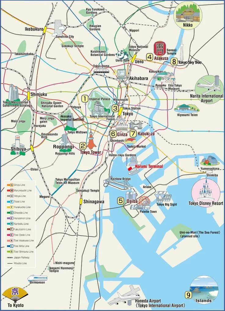 Карта tokyo. Туристическая карта Токио. Карта достопримечательностей Токио. Достопримечательности в Токио на карте города. Туристическая карта Токио с достопримечательностями.