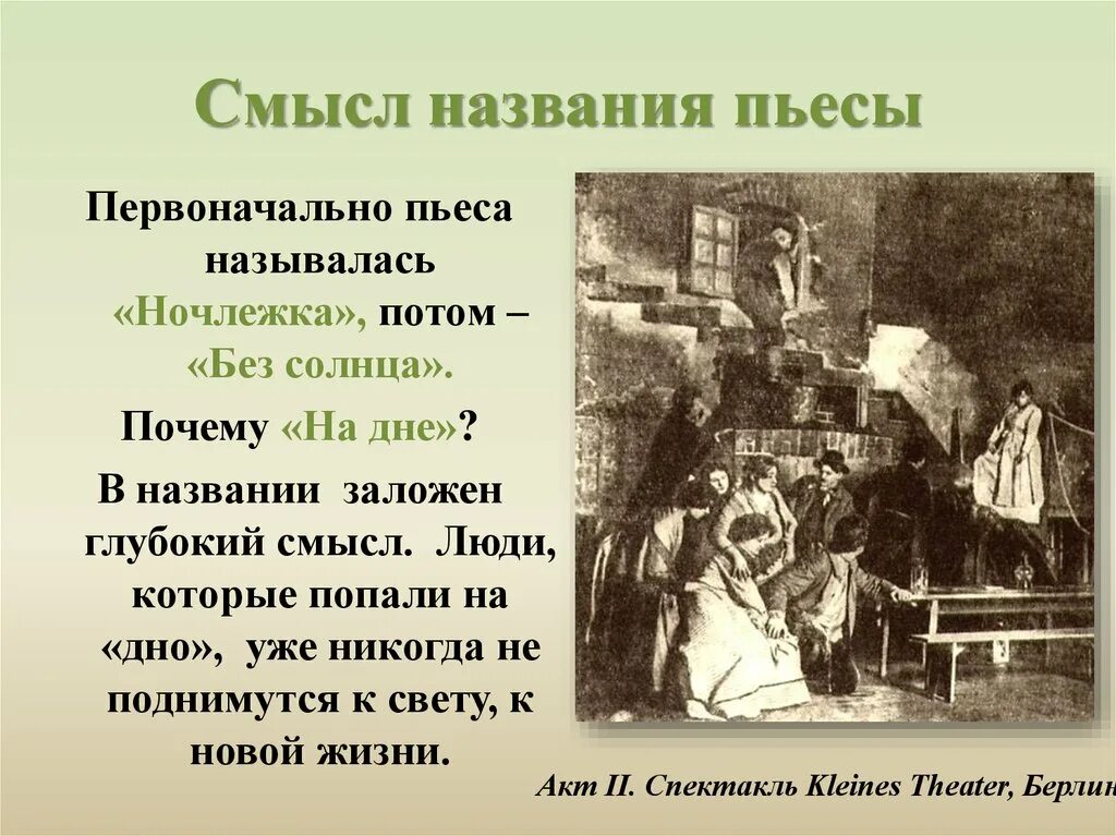 Как изображается место действия пьесы на дне. Смысл названия произведения на дне. Названия пьесы на дне. Смысл названия пьесы на дне. Первоначальное название пьесы на дне.