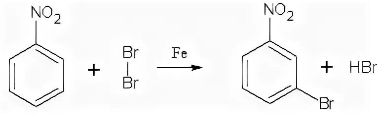 Бром в присутствии железа. Нитробензол br2. Бромирование нитробензола реакция. Нитробензол бром 2. Нитробензол и бромная вода.