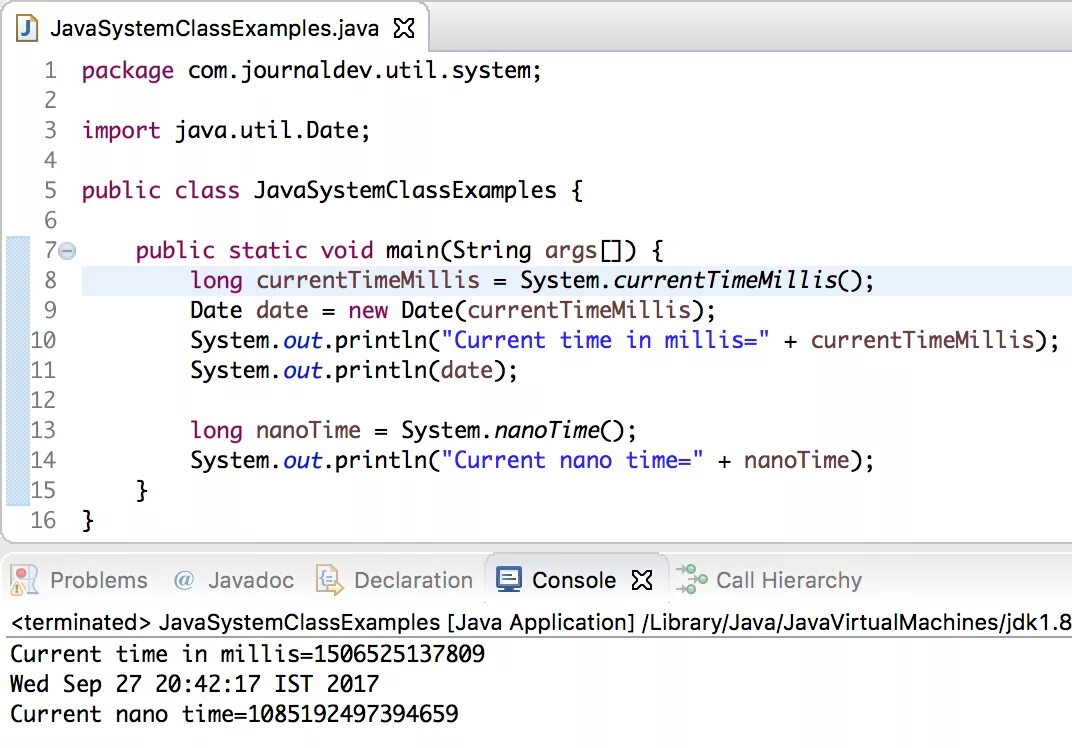 System in java