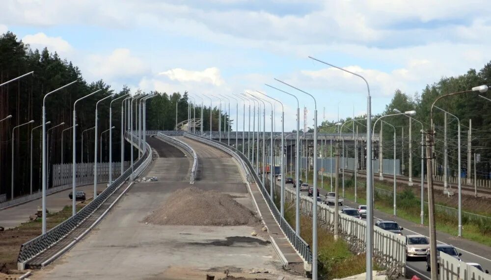 Дирекция транспортного строительства спб. Путепровод Репино. Репино Зеленогорское шоссе. Репинский путепровод СПБ. Дорога в Репино СПБ.