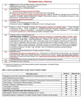 Рабочая программа экскурсии