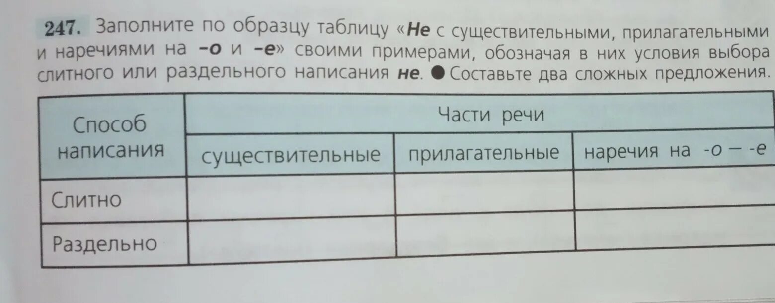 Заполните таблицу по образцу Школьные Знания.net