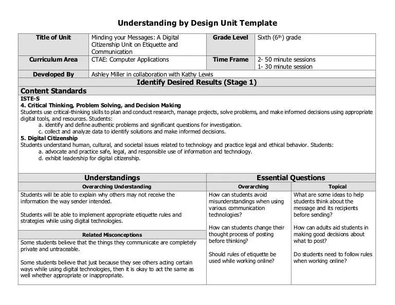 Understanding by design