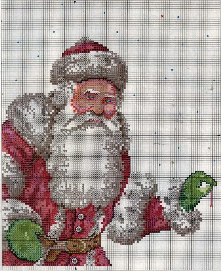 Схема дед мороза. Вышивка Санта. Ded Moroz Cross Stitch.