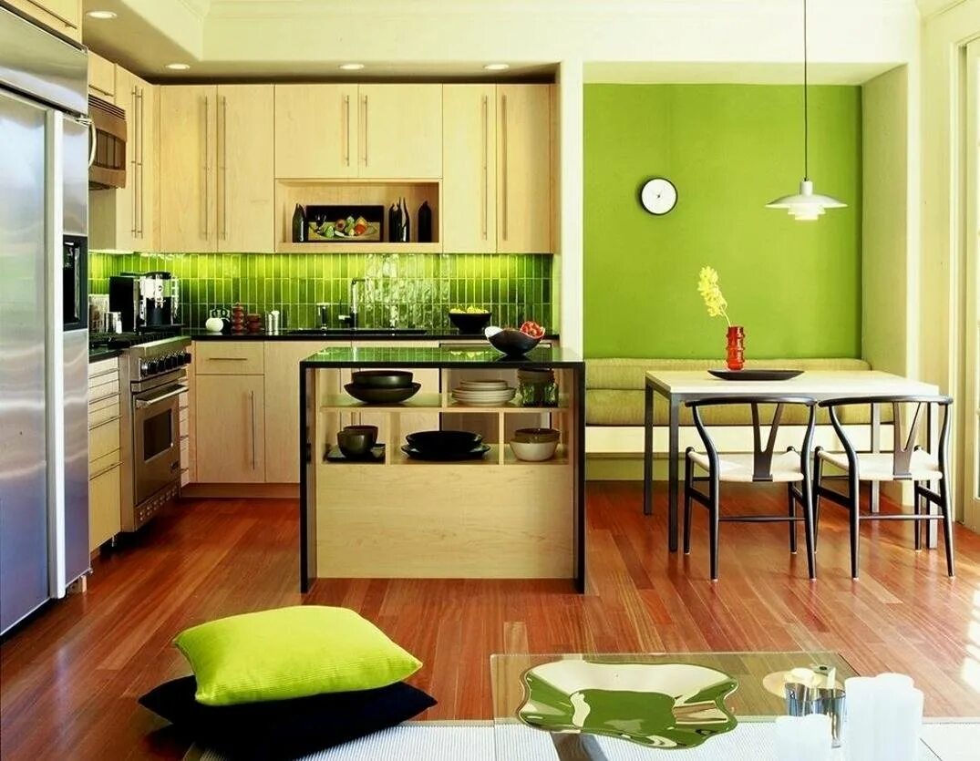 Какие цвета сочетаются на кухне. Кухня зеленого цвета. Кухня в зеленых тонах. Салатовые стены на кухне. Салатовая кухня в интерьере.
