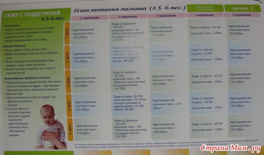 Как кормить ребенка в 5 месяцев. Рацион питания ребенка в 6 месяцев с прикормом. Питание грудничка в 6 месяцев на искусственном вскармливании. Рацион питания 6 месячного ребенка на гв. Рацион 4 месячного ребенка на искусственном вскармливании.