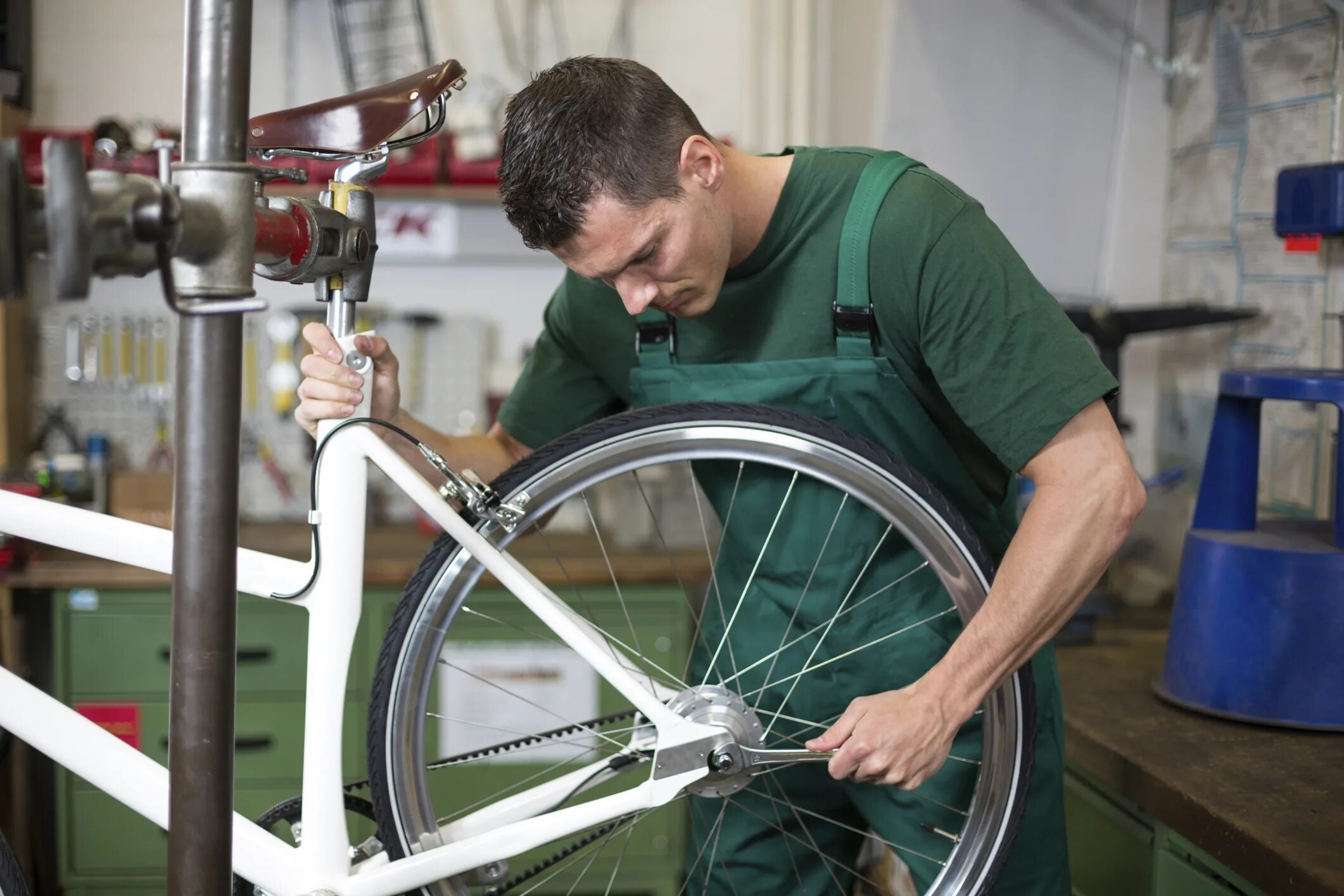 The bike being repaired