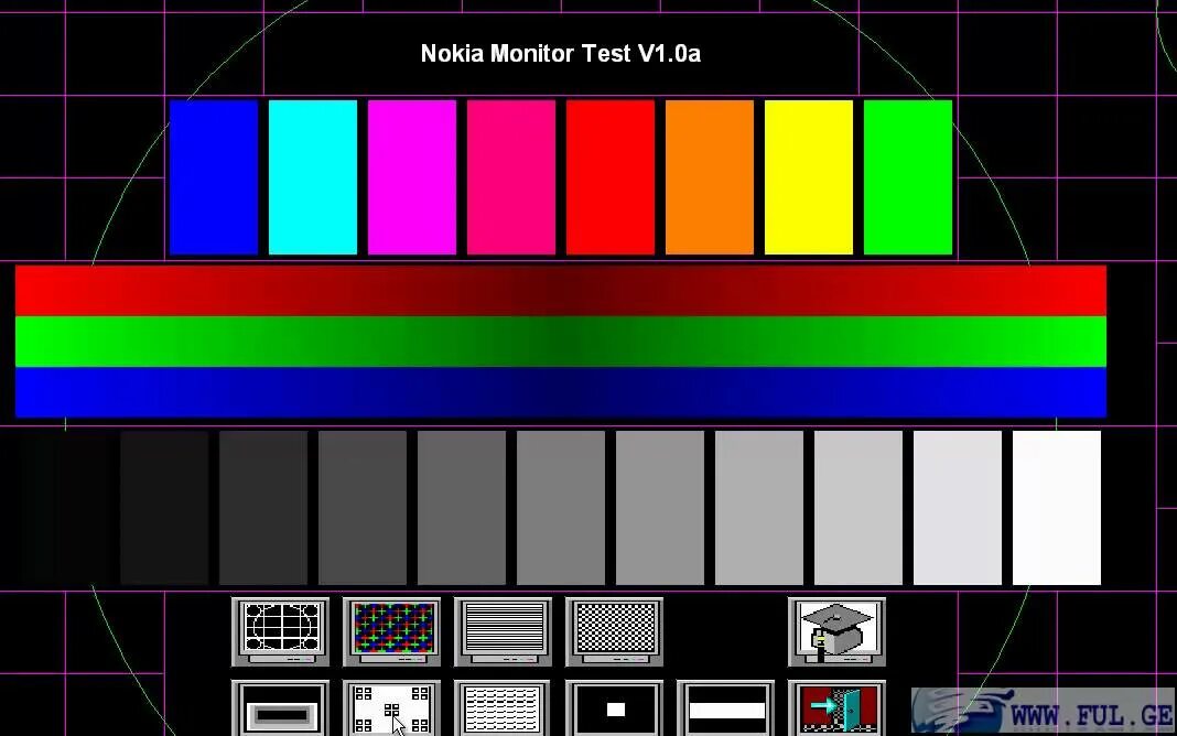 Тест монитора Nokia. Экраны для тестирования цветности. Настроечная таблица для монитора. Таблица настройки монитора.