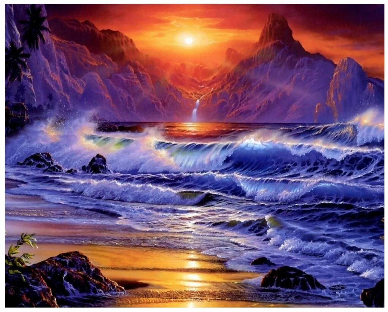 Морской пейзаж для детей. Бушующее море. Райский пейзаж. Море шторм. Черное море картина.