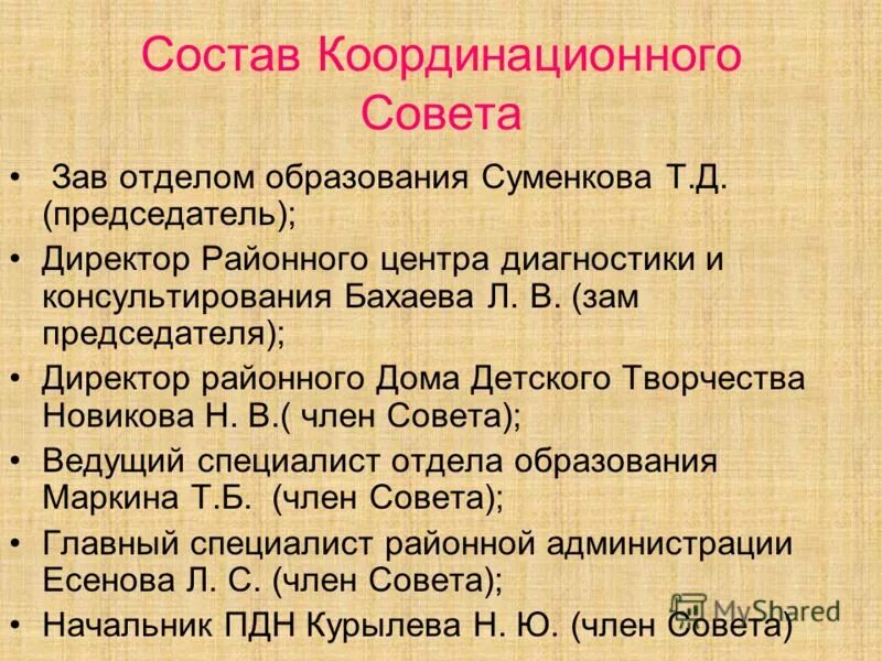 Состав координационного совета