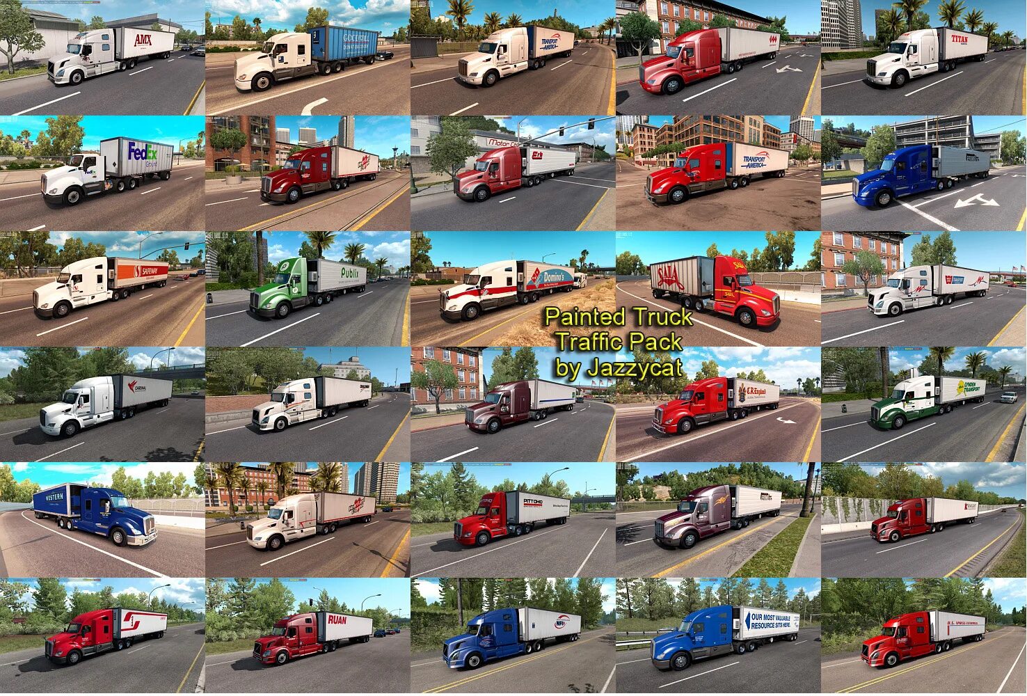 Мод пак мобайл. Truck_traffic_pack_by_jazzycat_v3.1. етс 2 аи трафик пак. американ трак симулятор. американский трак симулятор трафик.