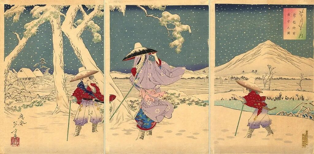 Страстная япония. Токива Годзэн гравюра. Японская гравюра снег. Японская гравюра зима. Японская Графика.