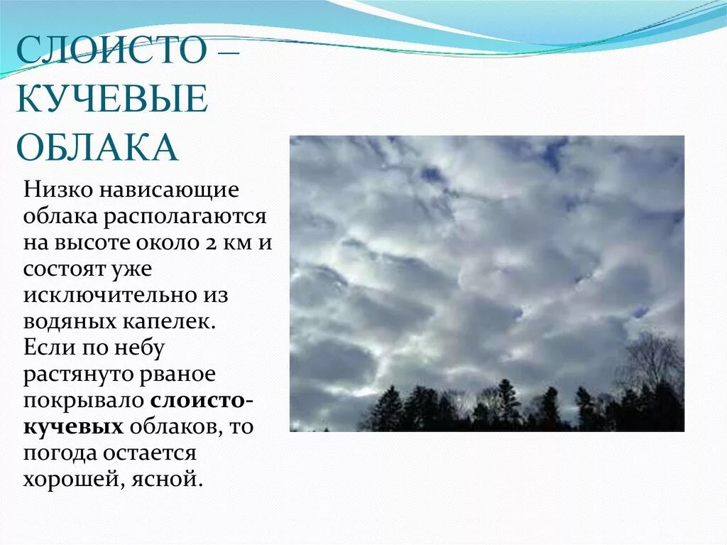 Определить высоту облаков. Слоисто Кучевые облака география 6 класс. Перисто-Кучевые облака описание. Кучевые Слоистые перистые облака по высоте. Слоисто Кучевые облака характеристика.