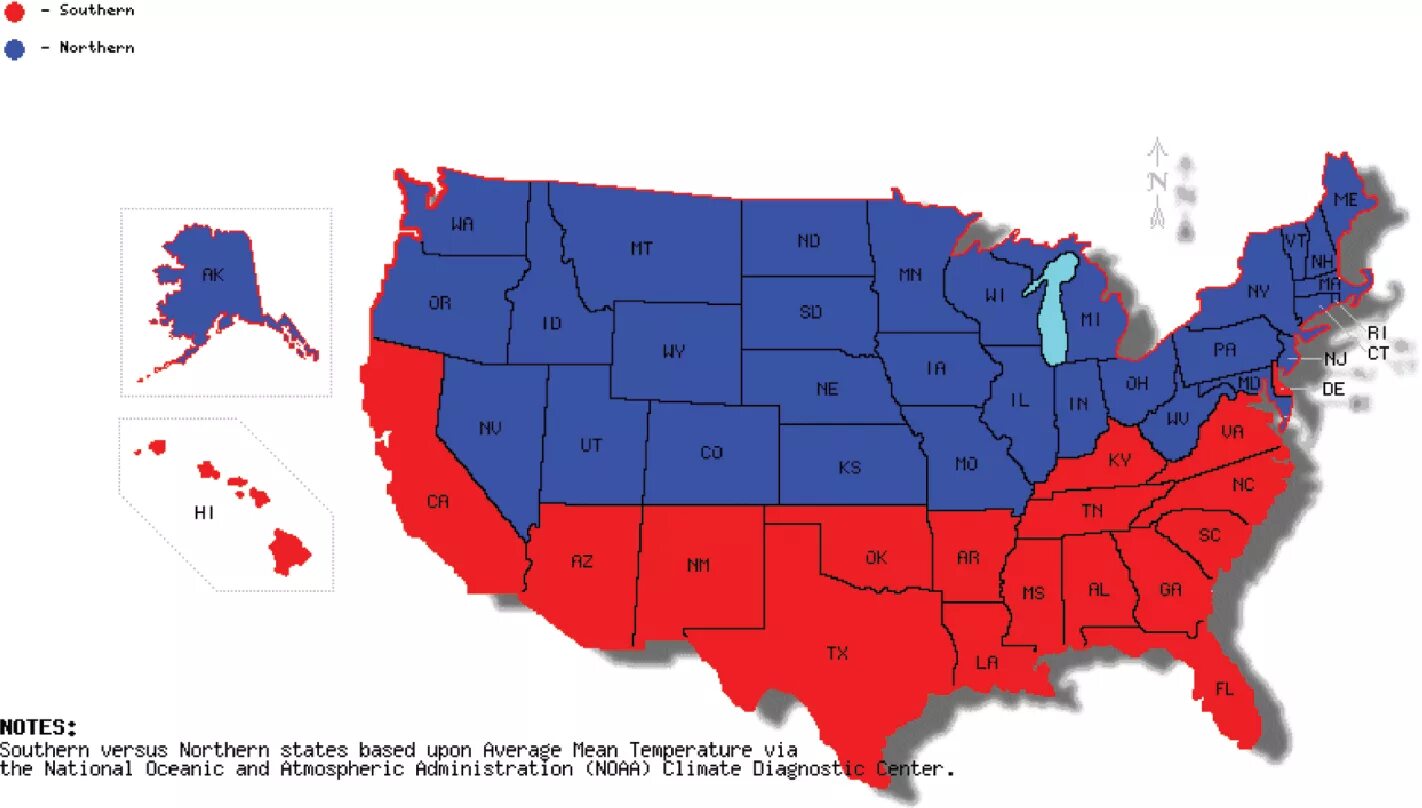 Southern States of the USA. State North. North and South USA. Us Map.