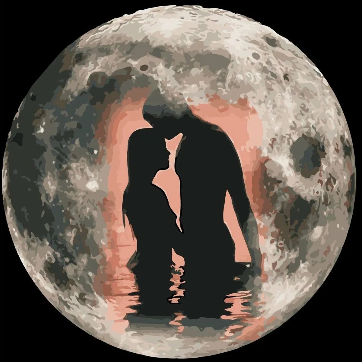 Влюбленные на фоне Луны. Влюбленная пара на фоне Луны. Мужчина и женщина на фоне Луны. Силуэты влюбленных на фоне Луны. Родственные души любовь