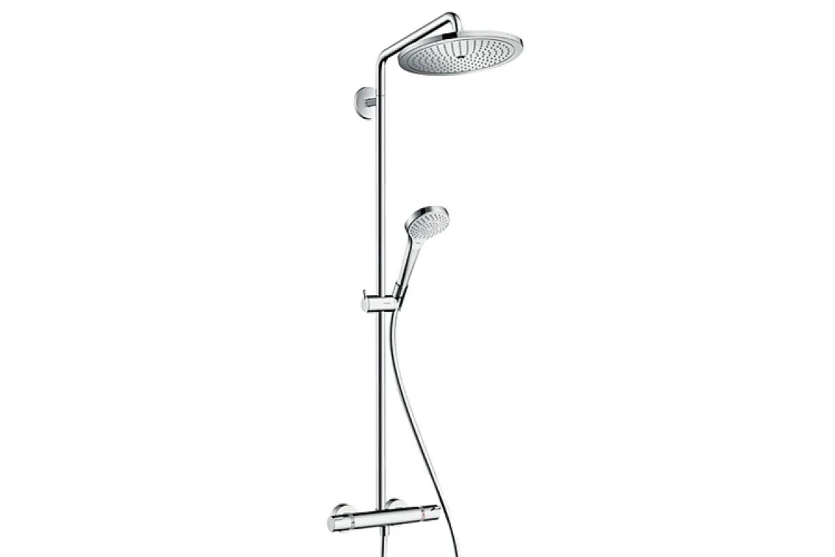 Термостатическая душевая стойка. Душевая стойка Hansgrohe Croma 220 Showerpipe 27185000. Душевая стойка Hansgrohe Crometta s 240 Showerpipe 27320000. 27271000 Hansgrohe. Hansgrohe Crometta s 27268000.