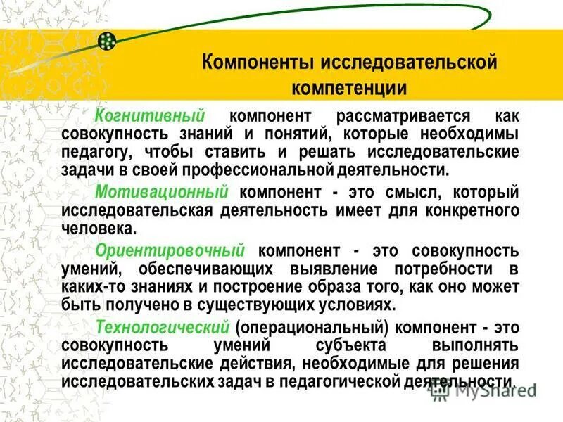 Компоненты педагогической деятельности. Компоненты исследовательской компетентности. Когнитивный компонент компетенции. Исследовательские компетенции. Исследовательская компетентность педагога.