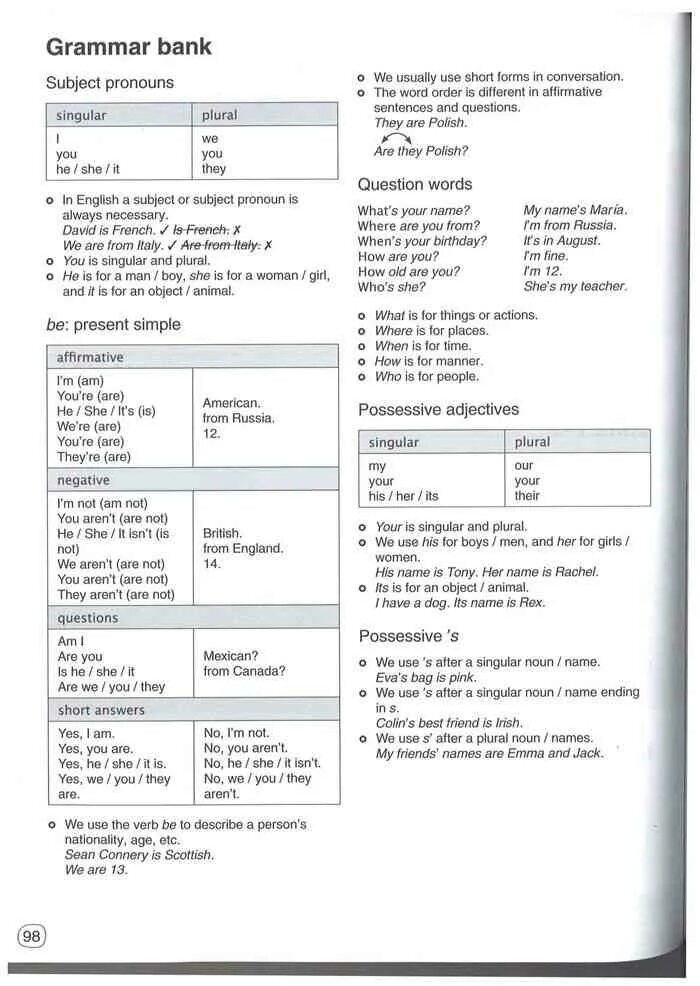 Grammar bank 9 класс ответы. Grammar bank 5 класс.
