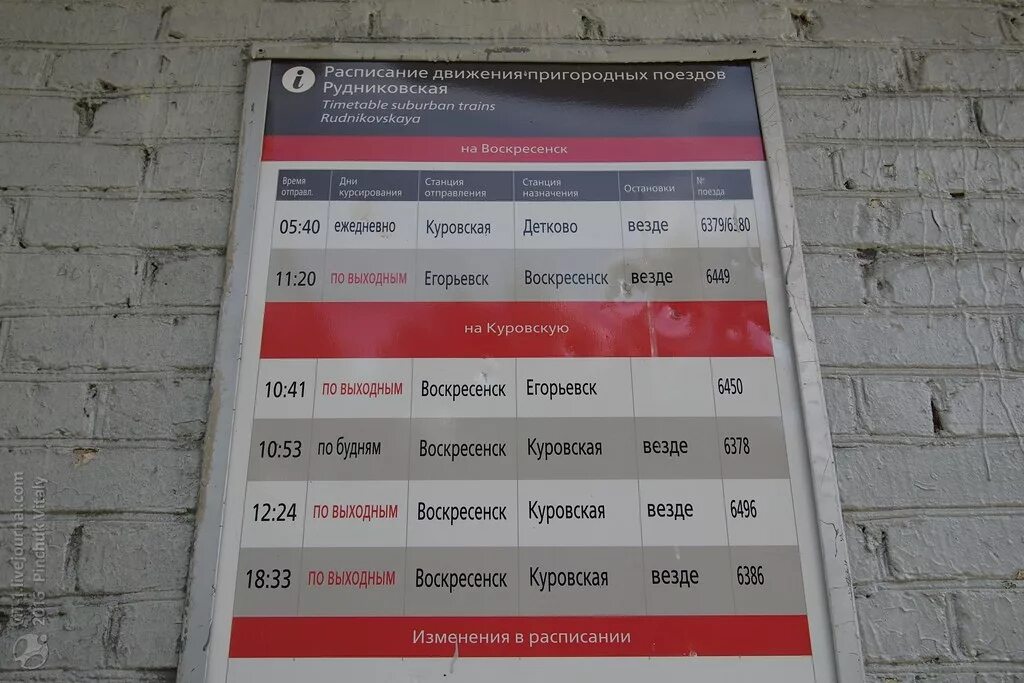 Воскресенск казанское направление расписание электричек