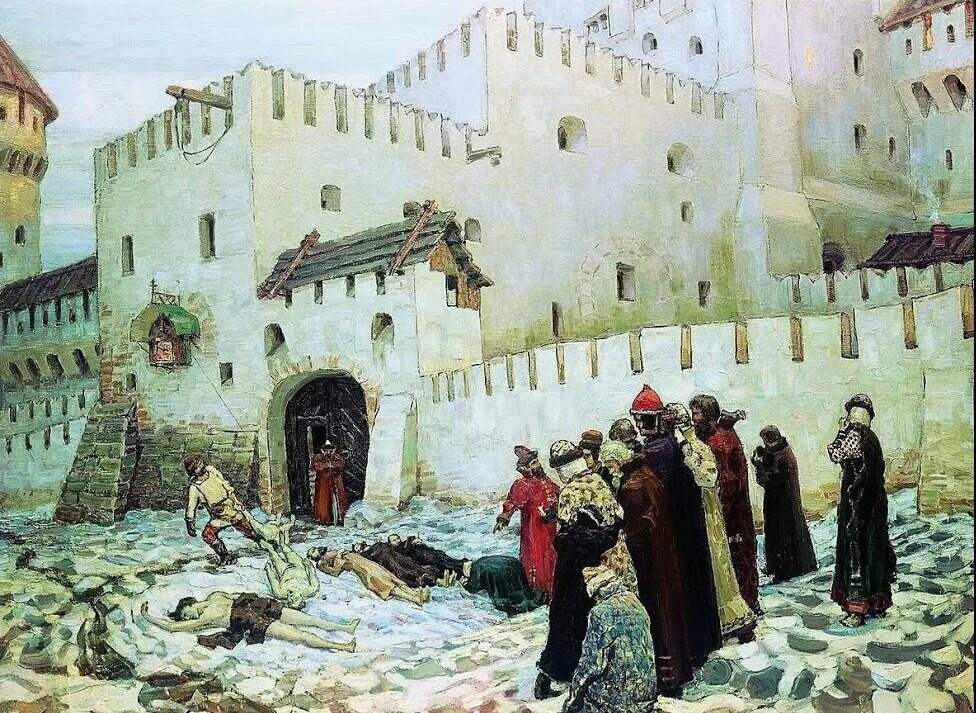 Московский застенок васнецов. Новгородский погром 1570 картина. Террор в новгороде. Поход на новгород ивана грозного. Опричники ивана грозного.