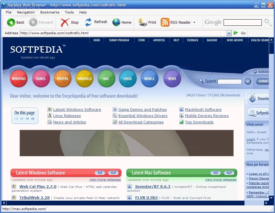Web browser download