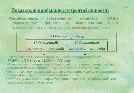 Рентабельность капитала roe
