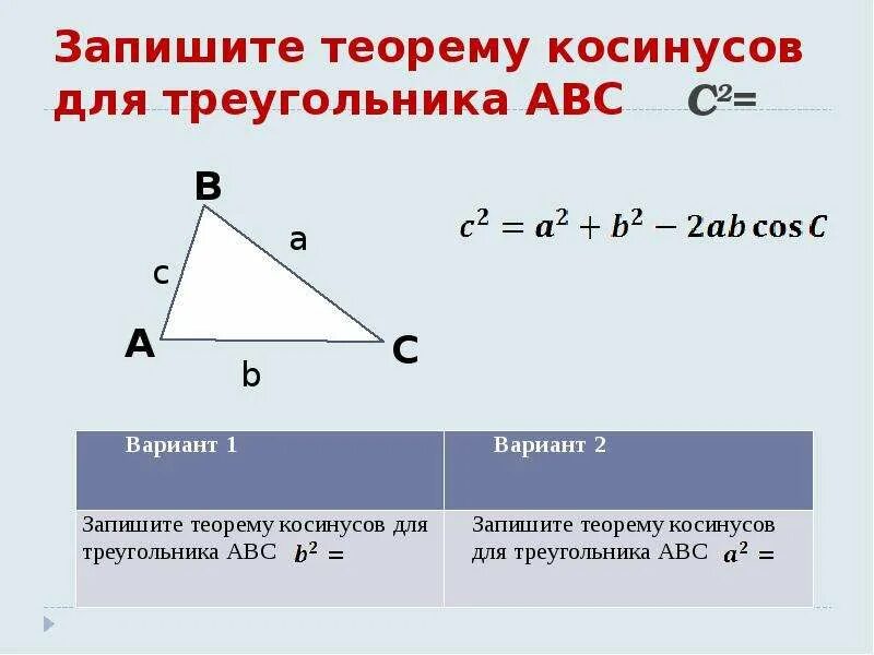 Теорема синусов и косинусов для равнобедренного треугольника. Теорема косинусов для треугольника. Теорема косинусов для равнобедренного треугольника. Запишите теорему косинусов для треугольника ABC. Теорема косинусов угла б