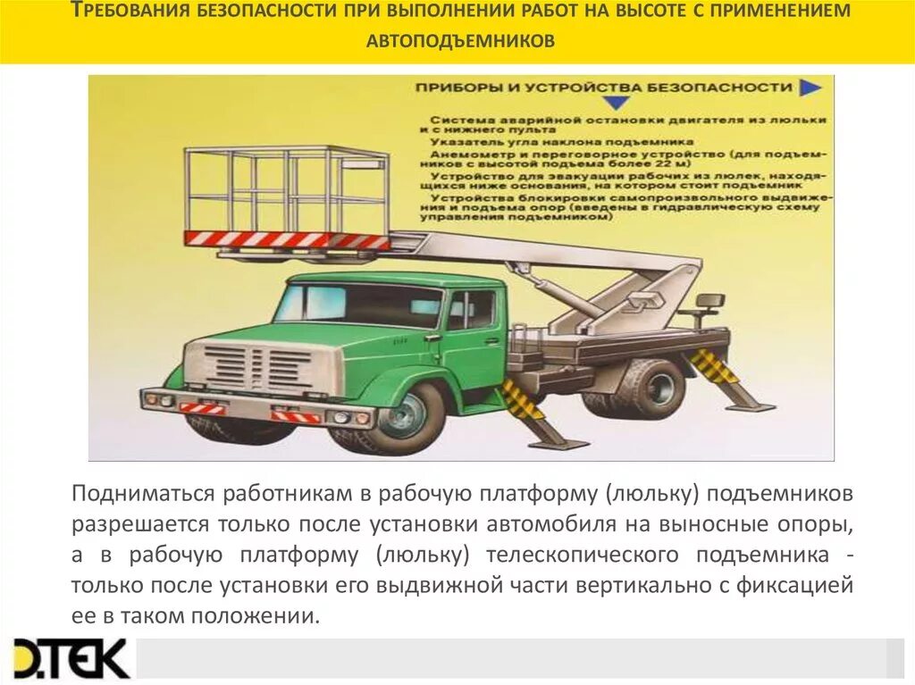 Что запрещается лицам находящимся в люльке. Приборы безопасности люльки подъемника. Требования безопасности при выполнении работ. Автомобильные подъемники требования безопасности. Требования безопасности при работе на высоте.