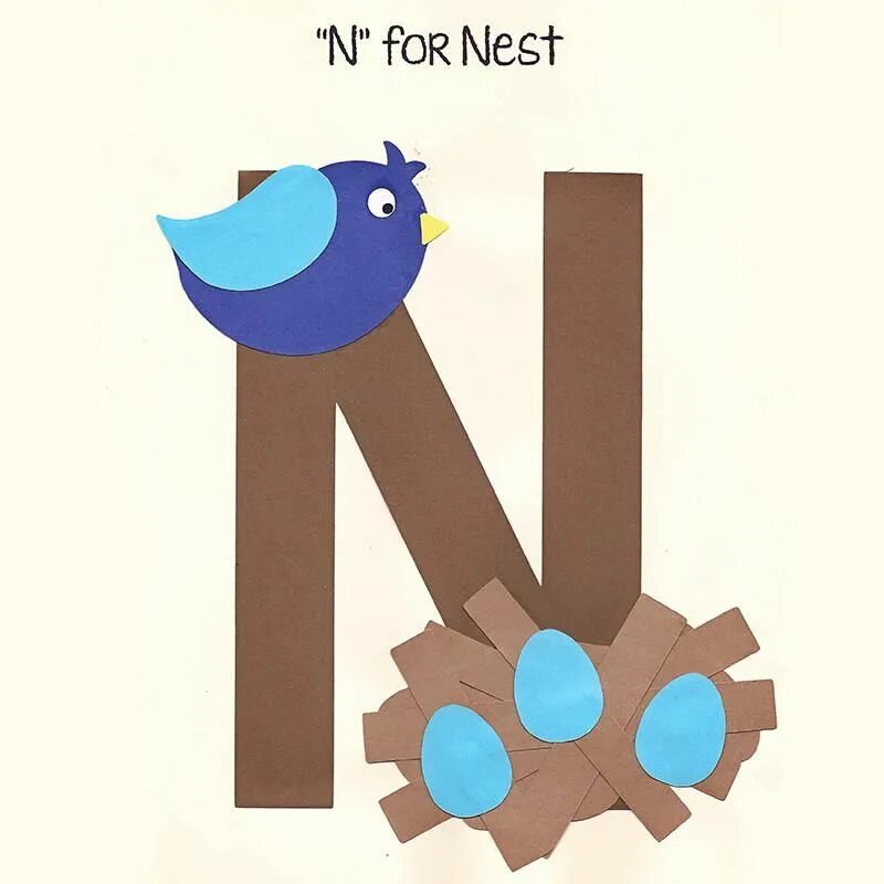 Letter n. Letter n craft for kids. letter n craft nest. буква n nest. letter n craft template.