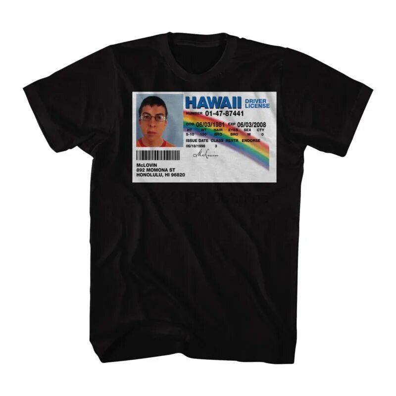 T license. Футболка MCLOVIN Hawaii Driver. Circa футболка. Майка MCLOVIN. Hawaii Driver License.