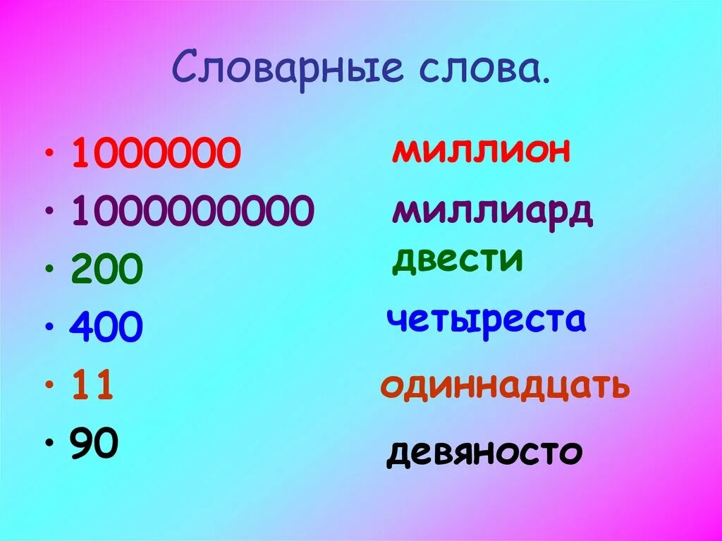 Четыреста числительное. Числительные миллион миллиард. 1000000 Словарных слов. Миллион это числительное.