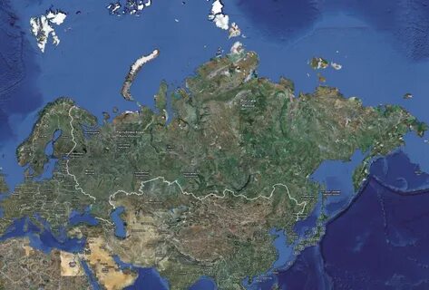 Спутниковая карта с названиями населенных пунктов