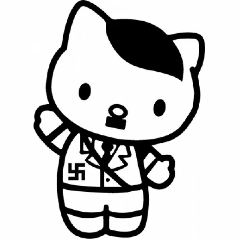 Китти чб. Китти гитлер. хелло китти hitler. хеллоу китти наклейки черно белые. китти черно белая.