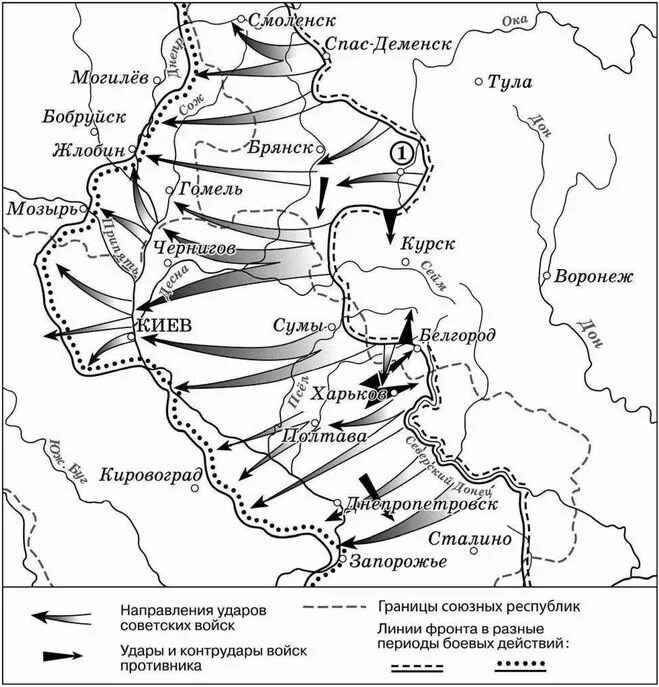 Вар по истории 11 класс. Курская битва 1943 г карта сражения.