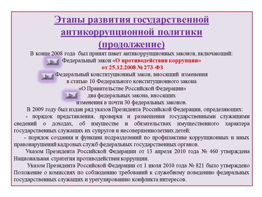 Антикоррупционная оговорка в контракте. Этапы формирования и реализации антикоррупционной политики. Этапы развития антикоррупционной политики в России. Этапы развития российского антикоррупционного законодательства. Стадии антикоррупционной политики.