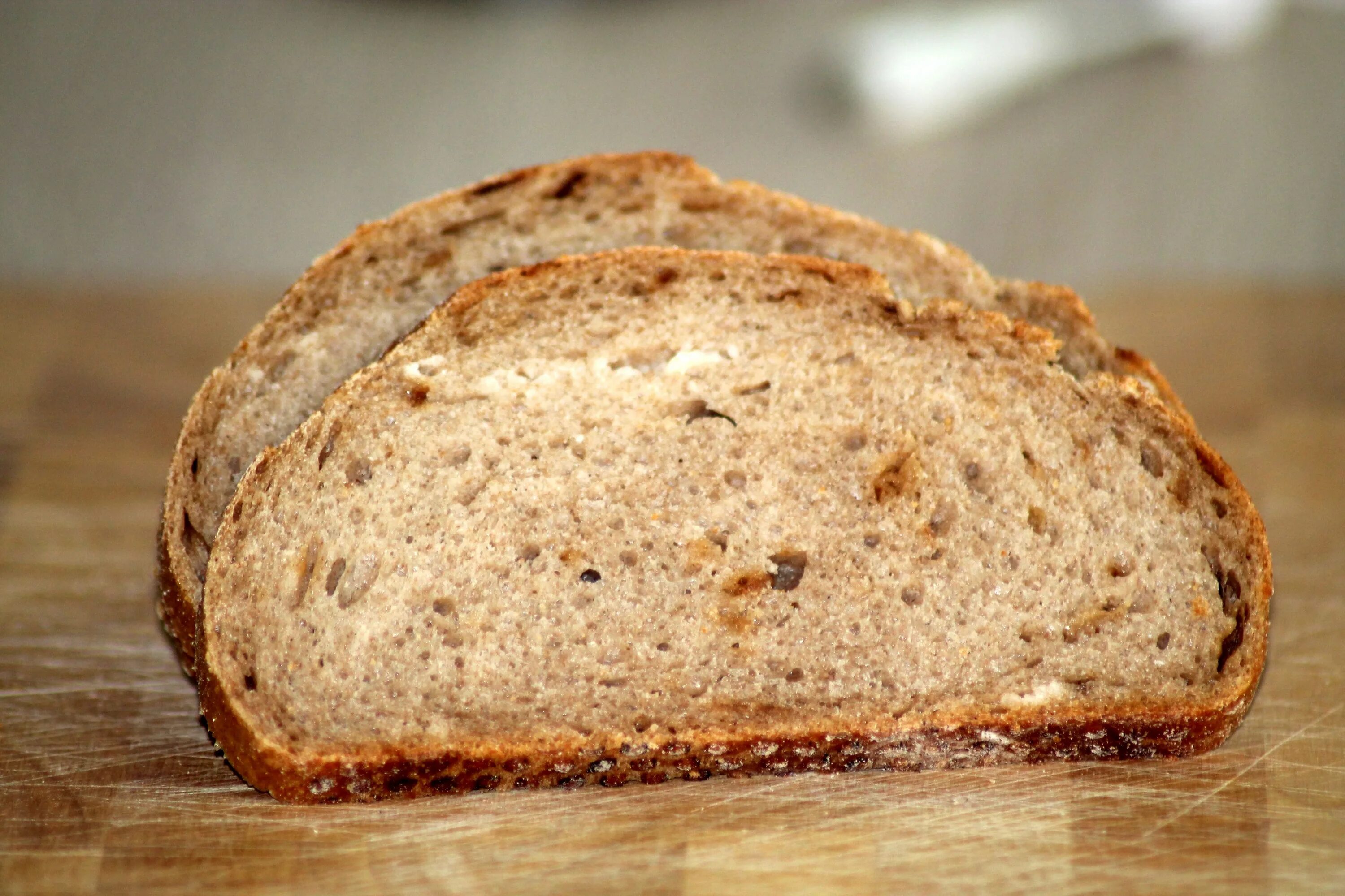 There bread on the table