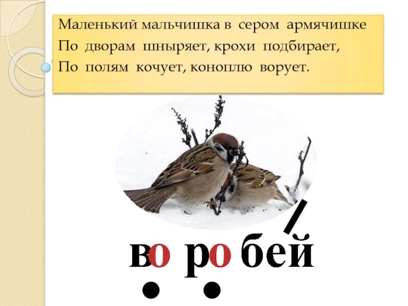 Воробей олень. Слово Воробей. Воробьи транскрипция. Предложение про воробья для 1 класса. Анализ слова Воробей.